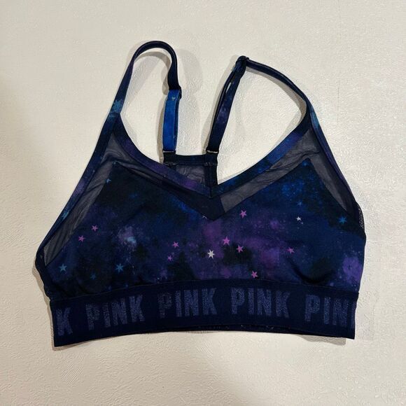 PINK Victoria’s Secret Sport Bra Galaxy Print Mesh Back Size XS - Picture 1 of 5